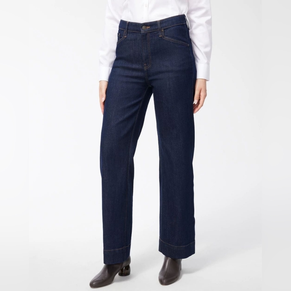 Chico's Wide Leg Trouser Jeans Dark Blue Wash High Rise Women's Plus Size 3 - 16